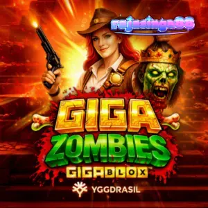 Tampilan visual slot Giga Zombies GigaBlox dengan latar belakang reruntuhan Aztec.